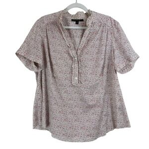 Lafayette 148 New York Women 16 Ruffled Dot Short Sleeve‎ Blouse Shirt POPOVER